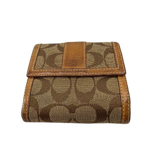 Coach Signature C Bifold Brown Canvas Leather Wallet